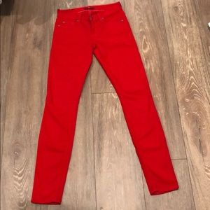 7 for all mankind red ankle skinny jeans